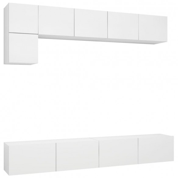 Ensemble de meuble TV 5 pcs Blanc Aggloméré