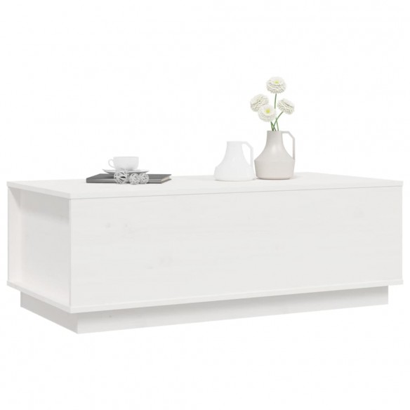 Table basse Blanc 100x50x35 cm Bois massif de pin