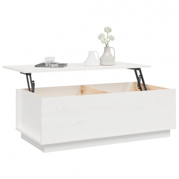 Table basse Blanc 100x50x35 cm Bois massif de pin