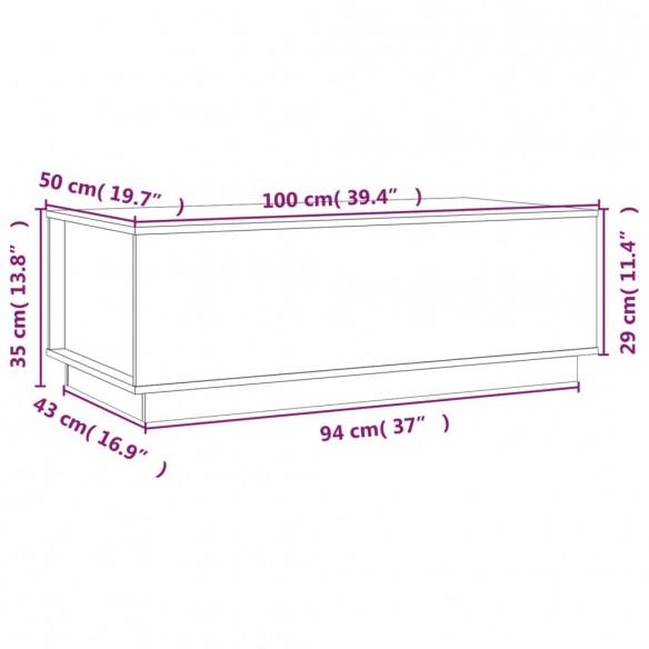 Table basse Blanc 100x50x35 cm Bois massif de pin