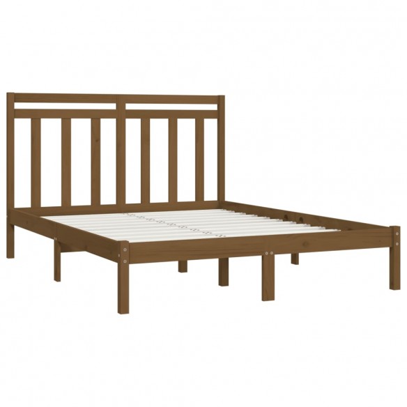 Cadre de lit Marron miel Bois massif 120x190 cm Petit Double