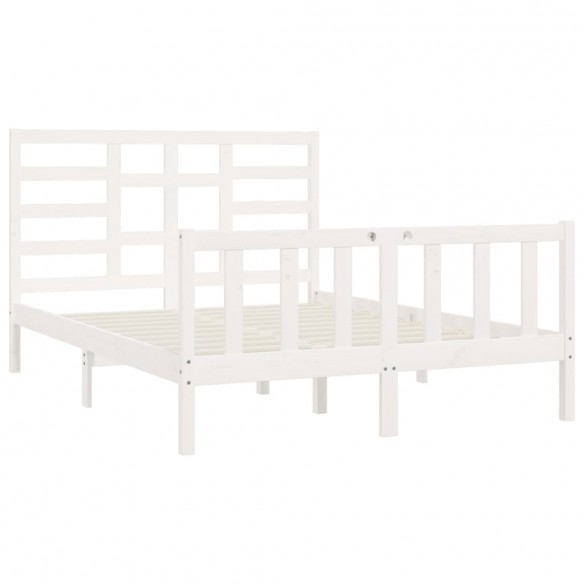 Cadre de lit Blanc Bois de pin massif 160x200 cm