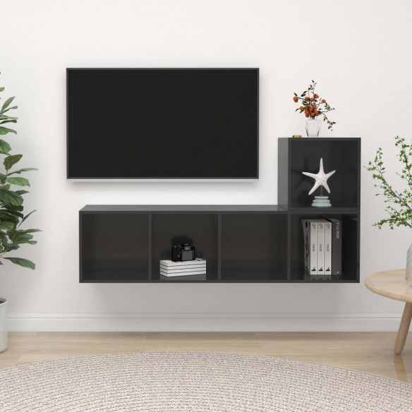 Ensemble de meuble TV 2 pcs Gris brillant Aggloméré