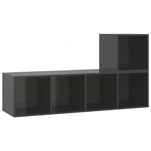 Ensemble de meuble TV 2 pcs Gris brillant Aggloméré