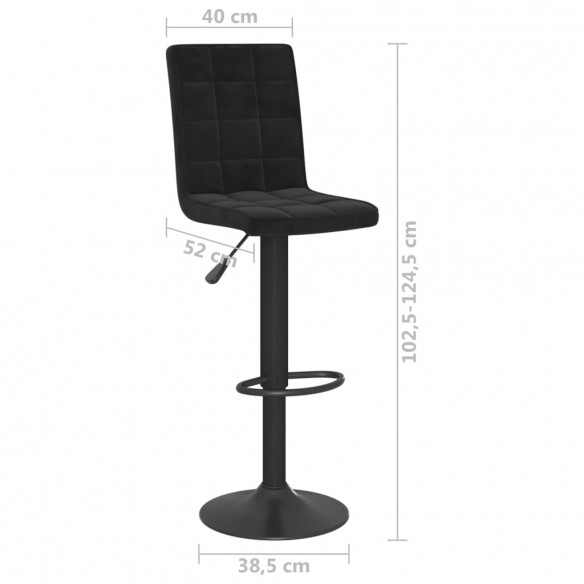 Tabourets de bar lot de 2 noir velours