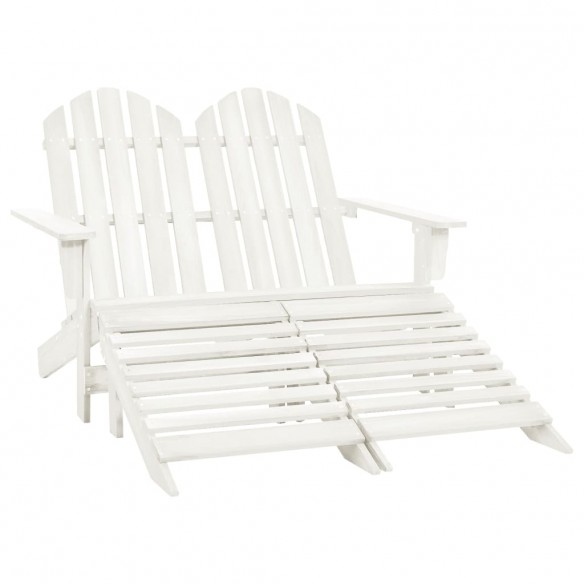 Chaise de jardin Adirondack 2 places et repose-pied Sapin Blanc