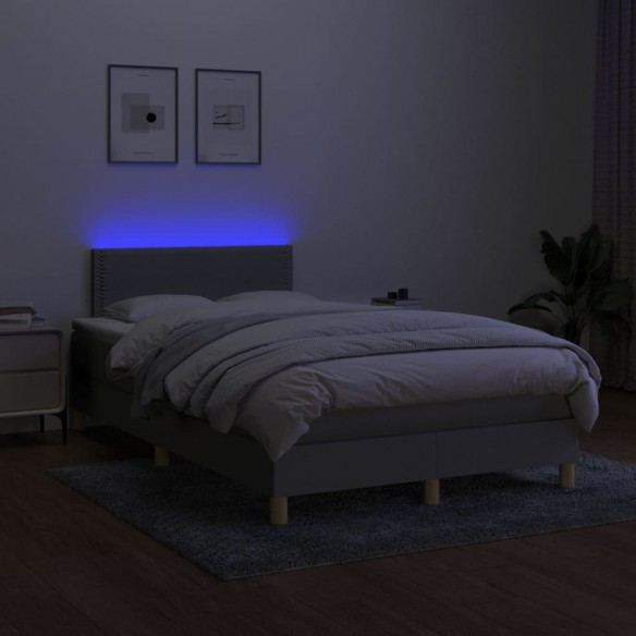 Cadre de lit matelas LED Gris clair 120x200 cm Tissu