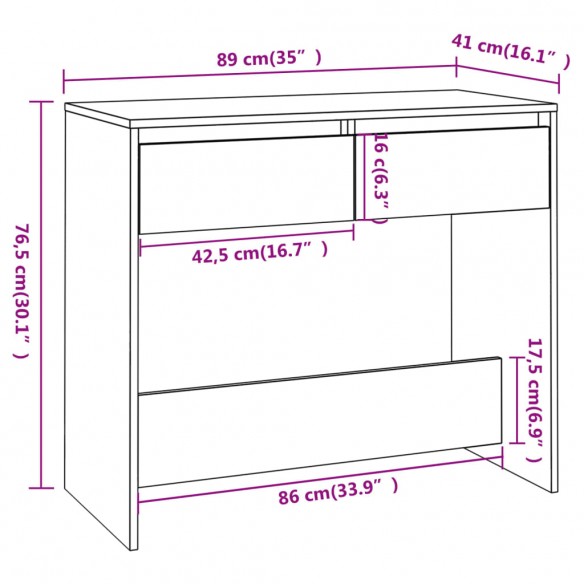 Table console Gris béton 89x41x76,5 cm Acier