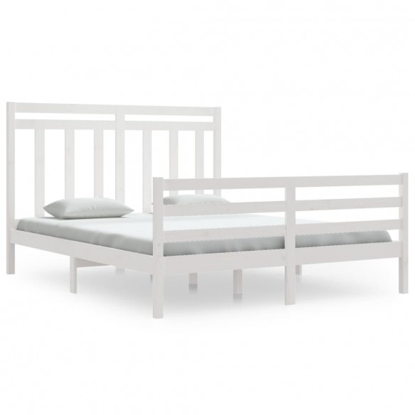 Cadre de lit Blanc Bois massif 160x200 cm