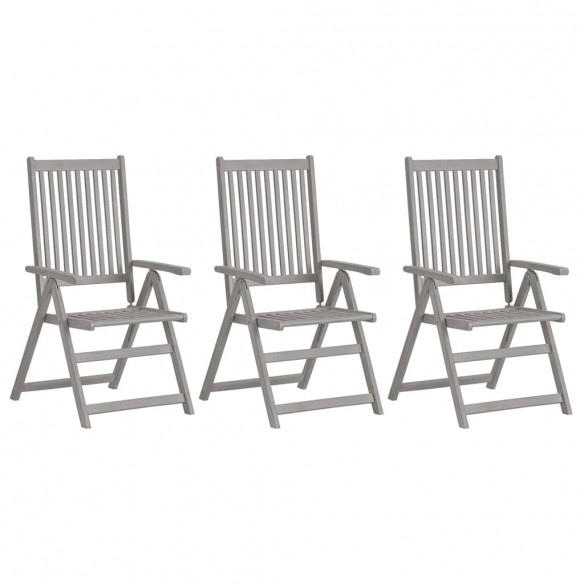 Chaises inclinables de jardin 3 pcs avec coussins Bois d'acacia