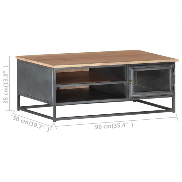 Table basse Gris 90x50x35 cm Bois d'acacia massif