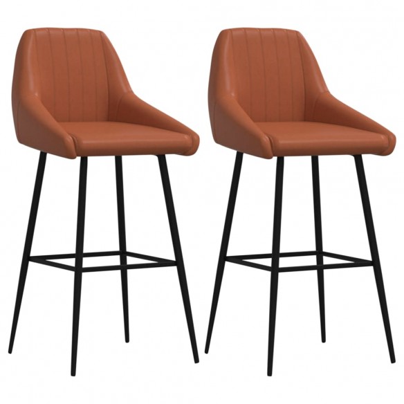 Tabourets de bar lot de 2 marron clair similicuir