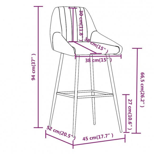 Tabourets de bar lot de 2 marron clair similicuir