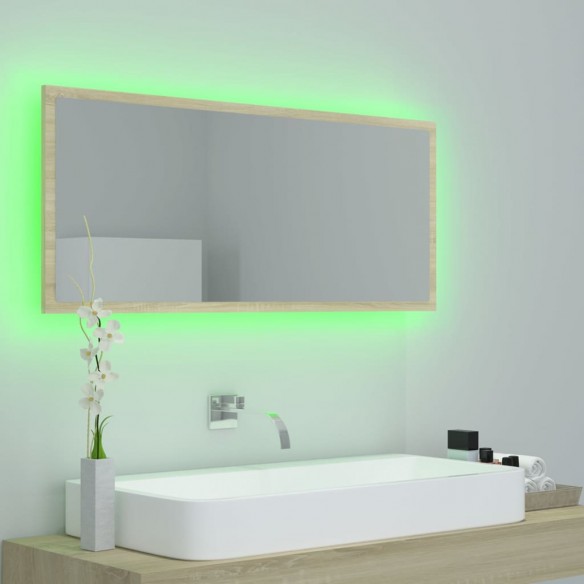 Miroir LED de salle de bain Chêne sonoma 100x8,5x37cm Acrylique