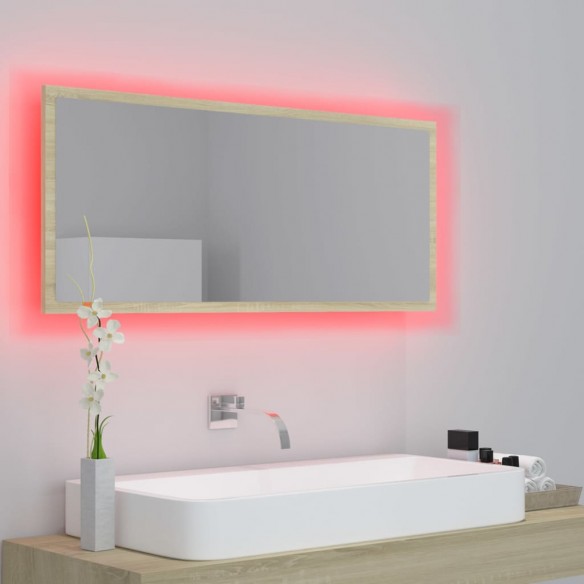 Miroir LED de salle de bain Chêne sonoma 100x8,5x37cm Acrylique