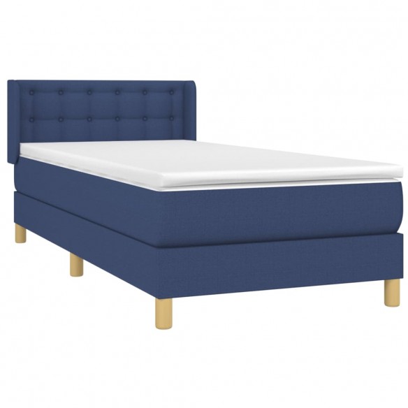 Cadre de lit avec matelas Bleu 80x200 cm Tissu