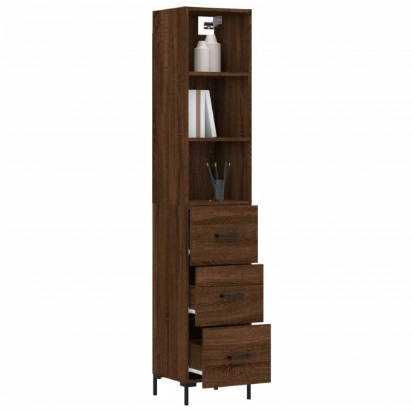 Buffet haut Chêne marron 34,5x34x180 cm Bois d'ingénierie