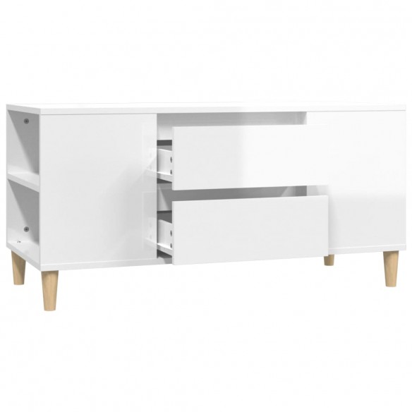 Meuble TV Blanc brillant 102x44,5x50 cm Bois d'ingénierie