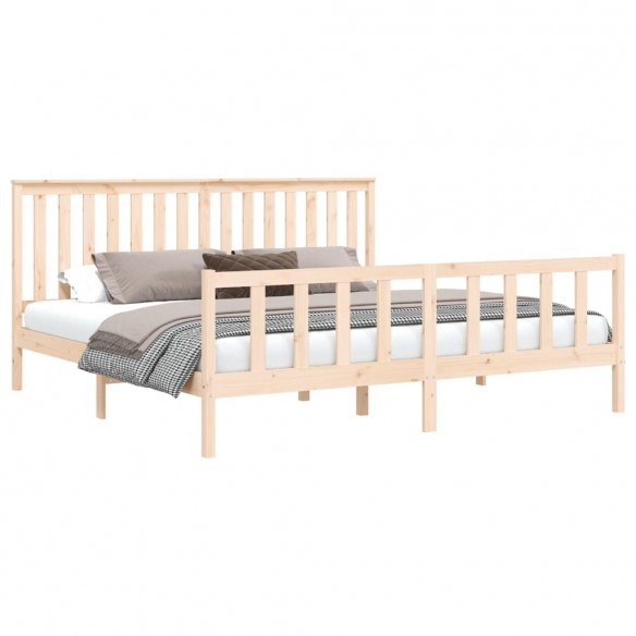 Cadre de lit tête de lit 180x200 cm bois pin massif Super King