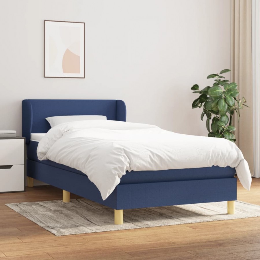 Cadre de lit avec matelas Bleu 80x200 cm Tissu