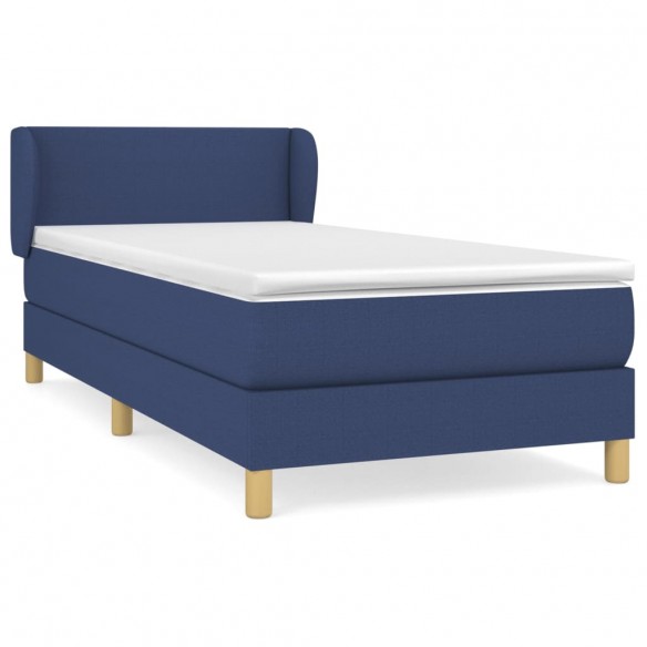 Cadre de lit avec matelas Bleu 80x200 cm Tissu