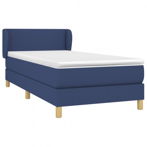 Cadre de lit avec matelas Bleu 80x200 cm Tissu