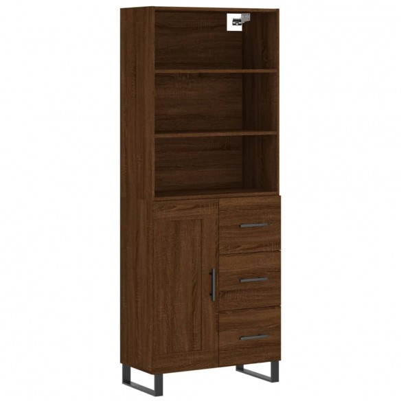 Buffet haut Chêne marron 69,5x34x180 cm Bois d'ingénierie