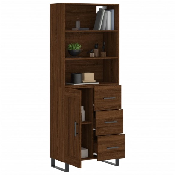 Buffet haut Chêne marron 69,5x34x180 cm Bois d'ingénierie