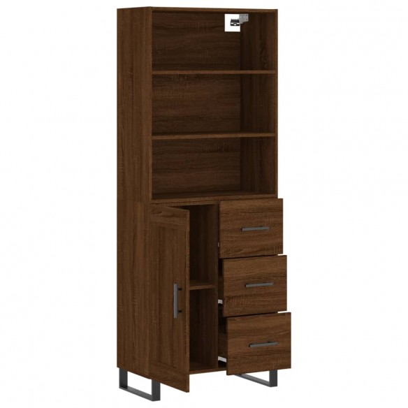 Buffet haut Chêne marron 69,5x34x180 cm Bois d'ingénierie