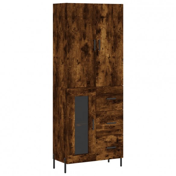 Buffet haut Chêne fumé 69,5x34x180 cm Bois d'ingénierie