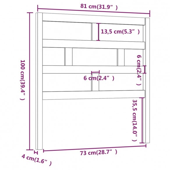 Tête de lit 81x4x100 cm Bois massif de pin