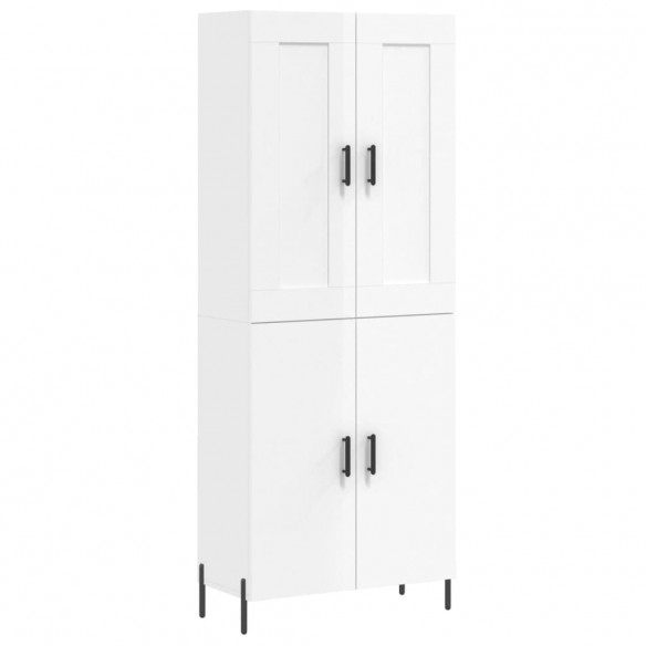 Buffet haut Blanc brillant 69,5x34x180 cm Bois d'ingénierie