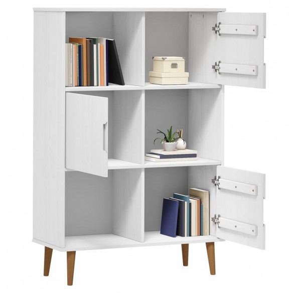 Bibliothèque MOLDE Blanc 90x35x133,5 cm Bois massif de pin