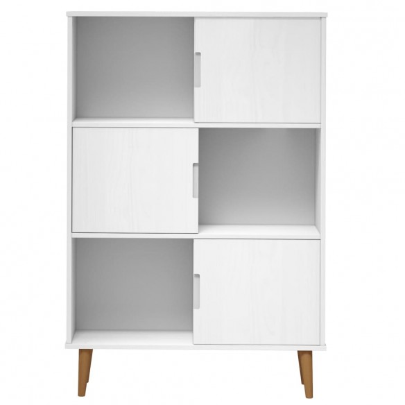 Bibliothèque MOLDE Blanc 90x35x133,5 cm Bois massif de pin