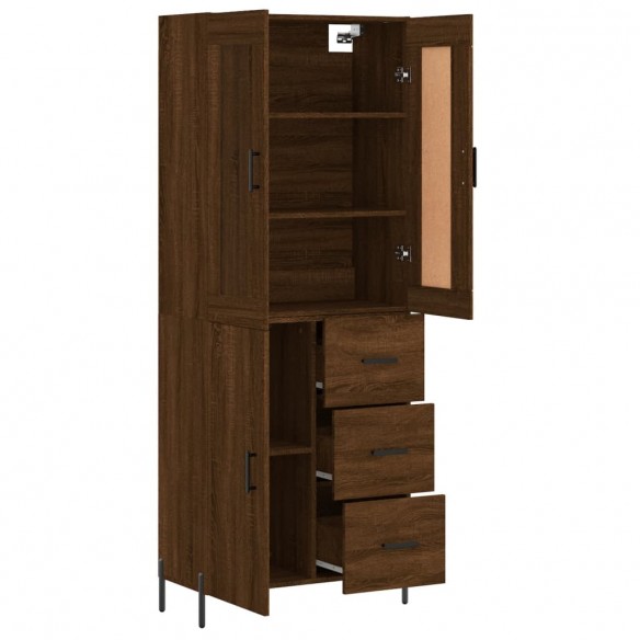 Buffet haut Chêne marron 69,5x34x180 cm Bois d'ingénierie