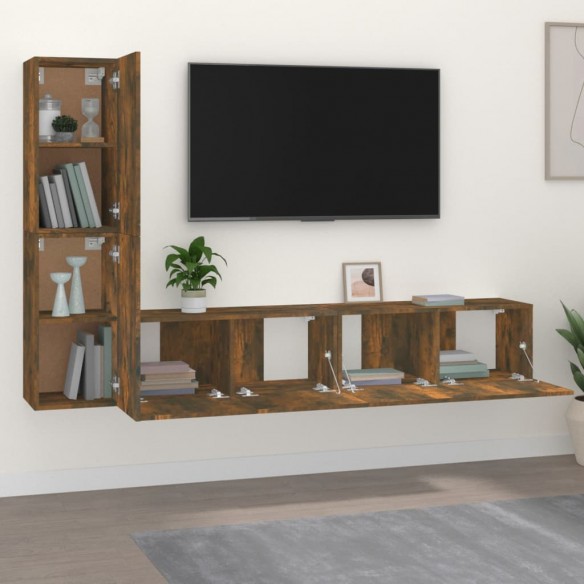 Ensemble de meubles TV 4 pcs Chêne fumé Bois d'ingénierie