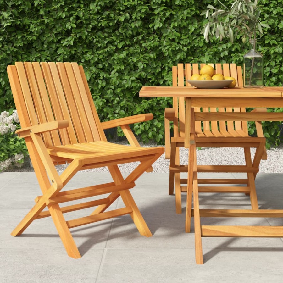 Chaises de jardin pliantes 2 pcs 61x67x90 cm bois massif teck