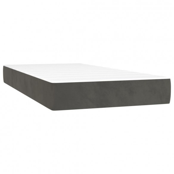 Cadre de lit avec matelas et LED Gris foncé 90x200cm