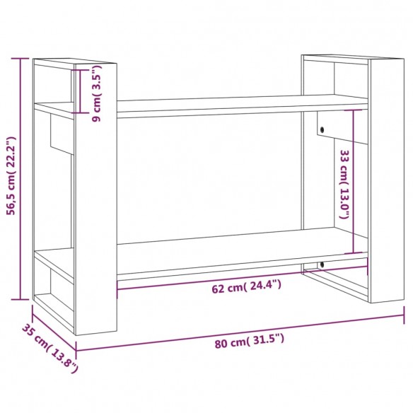 Bibliothèque/Séparateur de pièce 80x35x56,5 cm Pin massif