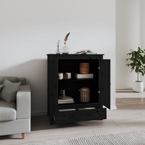 Buffet Noir 83x41,5x100 cm Bois massif de pin