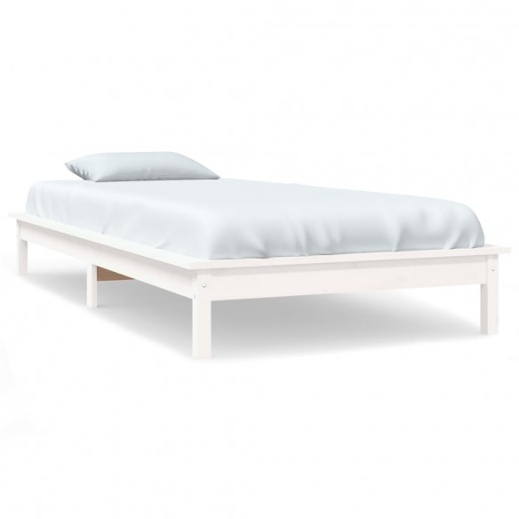 Cadre de lit blanc 75x190 cm petit simple bois massif de pin