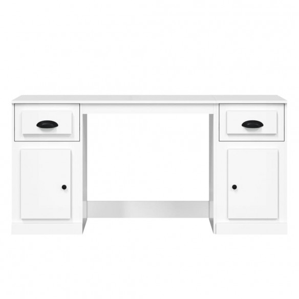 Bureau avec armoire blanc brillant bois d'ingénierie