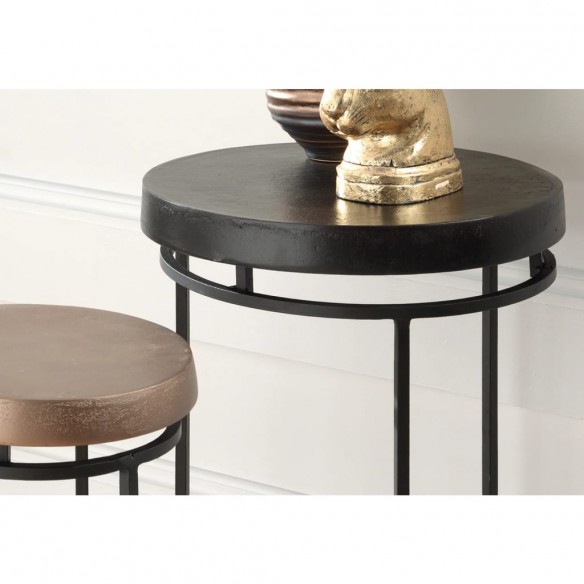 Rousseau Ensemble tables d'appoint 2 pcs Cameo Métal Noir et doré