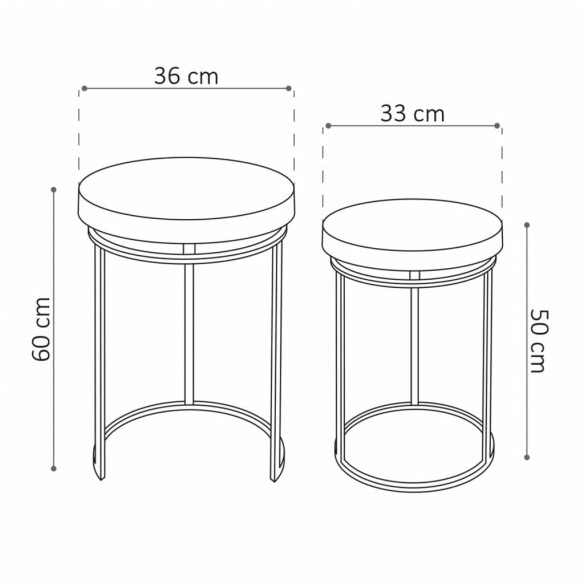 Rousseau Ensemble tables d'appoint 2 pcs Cameo Métal Noir et doré