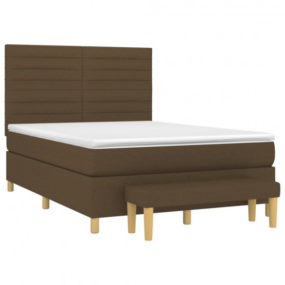 Cadre de lit avec matelas Marron foncé 140x190 cm