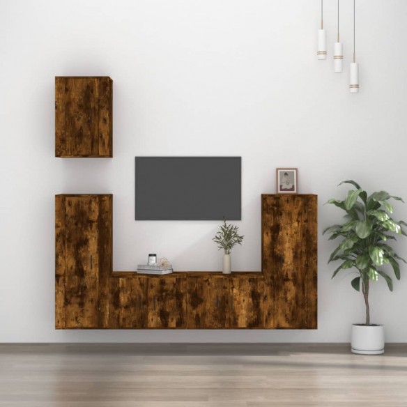 Ensemble de meubles TV 5 pcs Chêne fumé Bois d'ingénierie