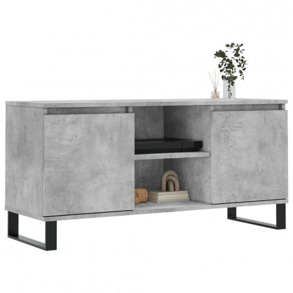 Meuble TV gris béton 104x35x50 cm bois d'ingénierie