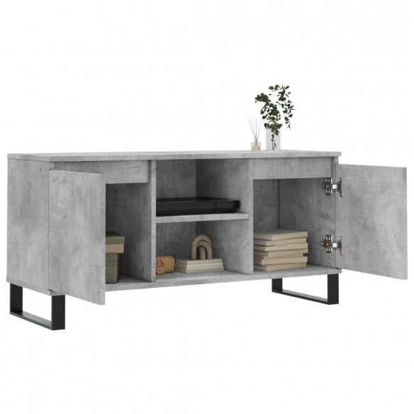 Meuble TV gris béton 104x35x50 cm bois d'ingénierie