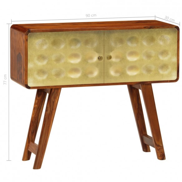 Buffet Bois de Sesham solide Imprimé doré 90 x 30 x 77 cm