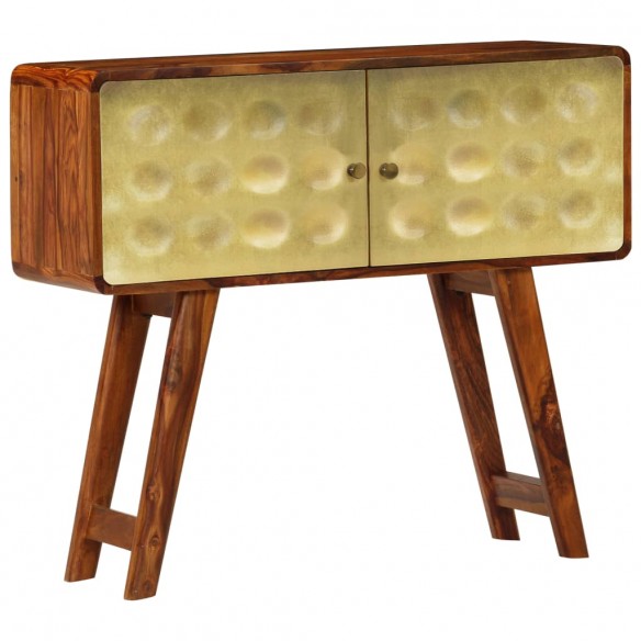 Buffet Bois de Sesham solide Imprimé doré 90 x 30 x 77 cm